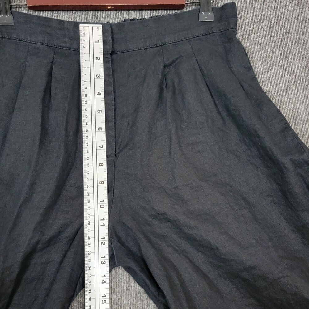 Magaschoni Black Wide Leg Linen Pants - Picture 4 of 11